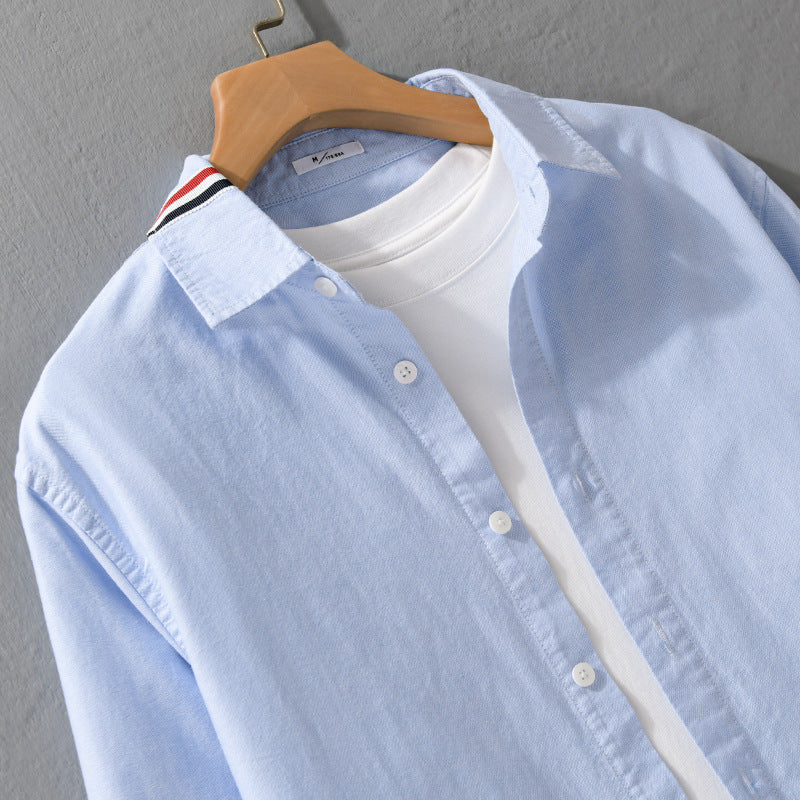 Men's Lightweight Long Sleeve Shirt in Layering Look with Contrast Trim on Collar and Sleeves Chichicherry