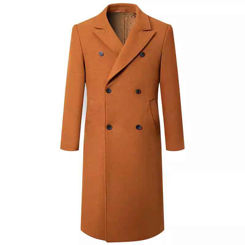 Men's double-breasted long wool coat with quilted lining Chichicherry
