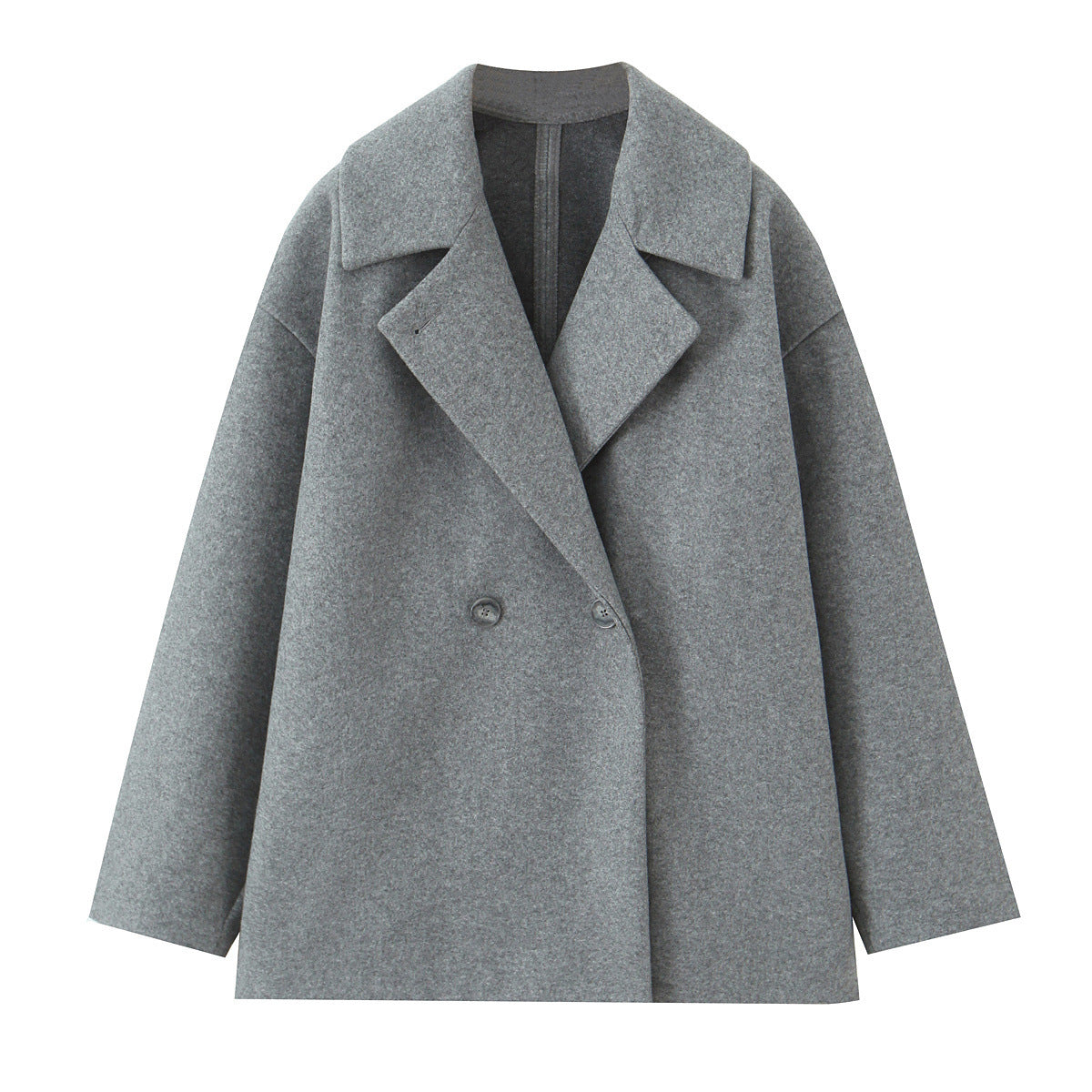 Women's Short-Cut Oversized Wool Blend Coat with Wide Shawl Collar Chichicherry