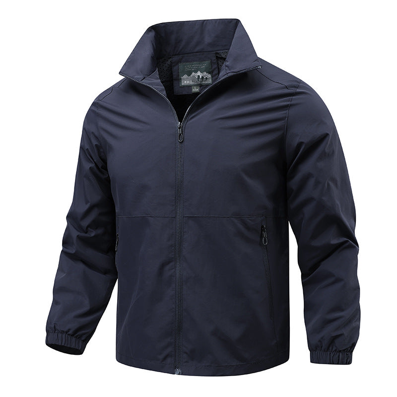 Men's lightweight windproof transitional jacket with high collar and zipper Chichicherry