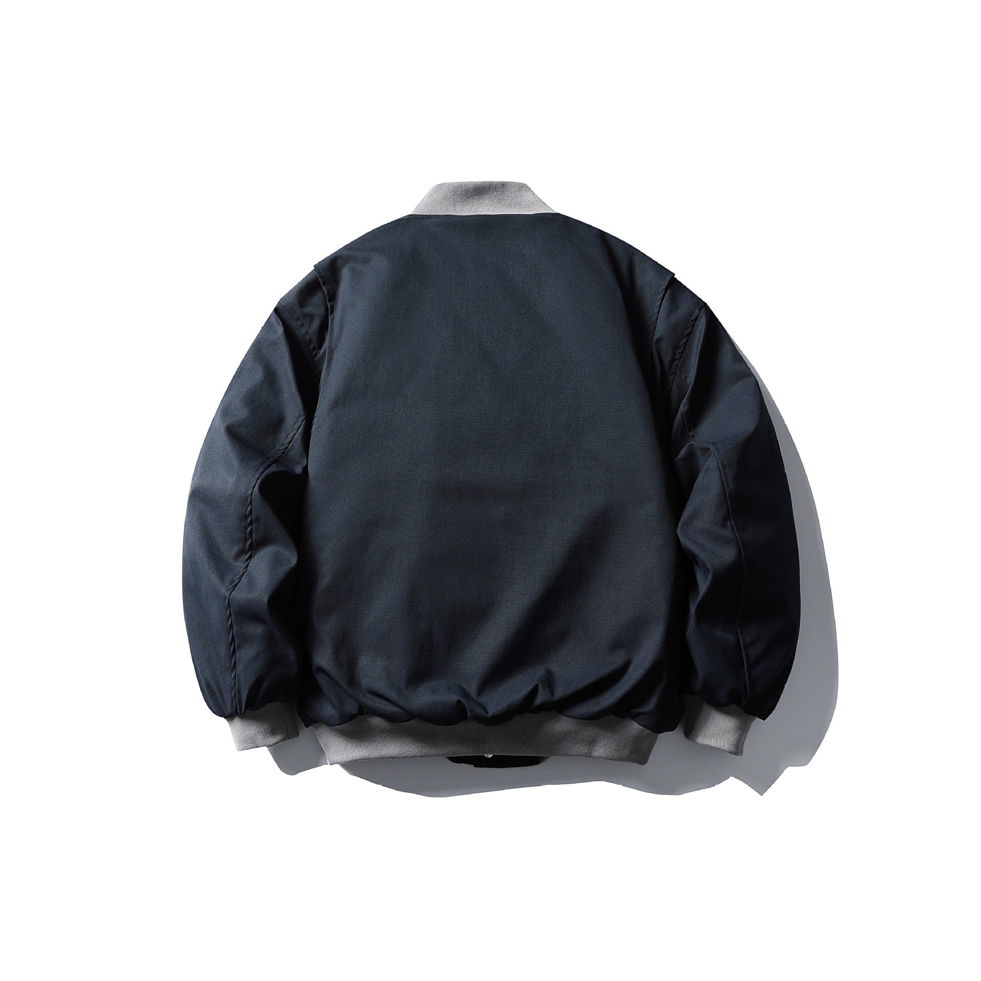 Unisex Short Boxy Quilted Bomber Jacket in Utility Look with Ribbed Collar Chichicherry