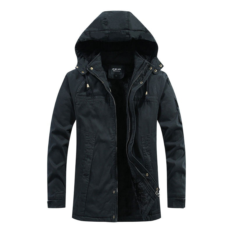 Men's windproof canvas parka with cozy teddy fleece lining and functional hood Chichicherry