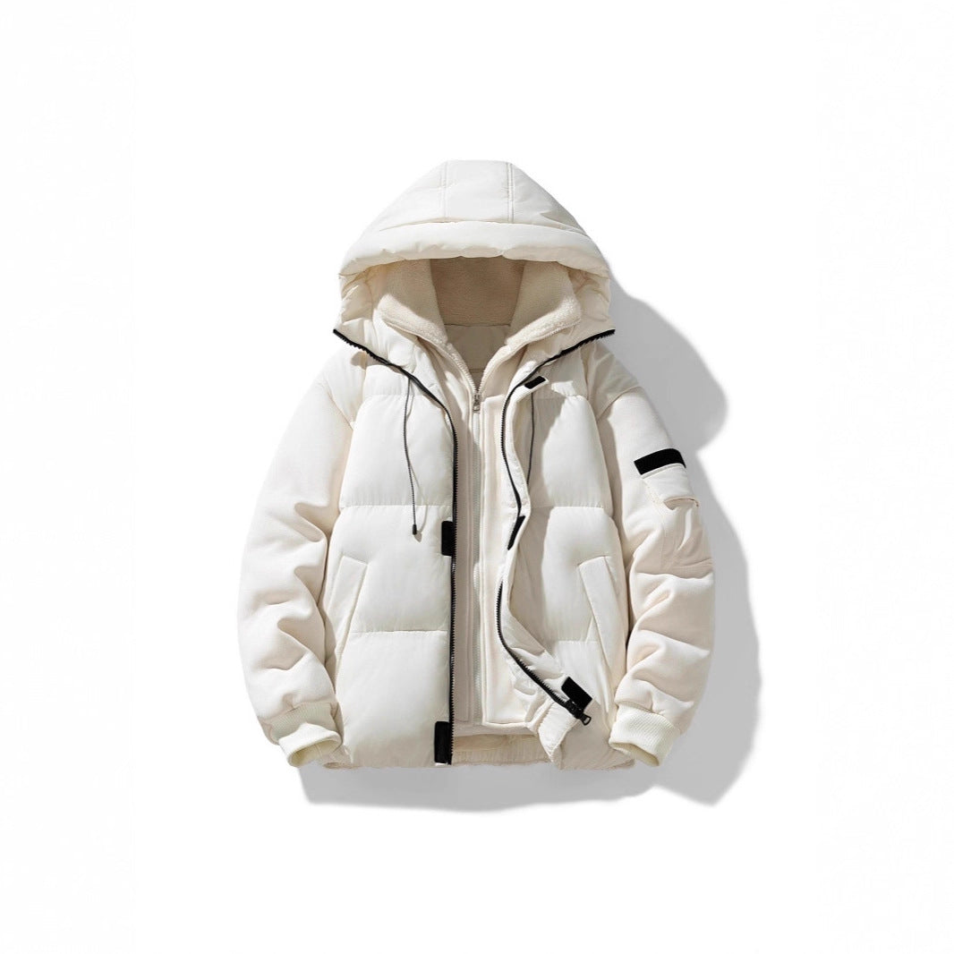 Men's padded hooded jacket with teddy lining and contrasting softshell sleeves Chichicherry