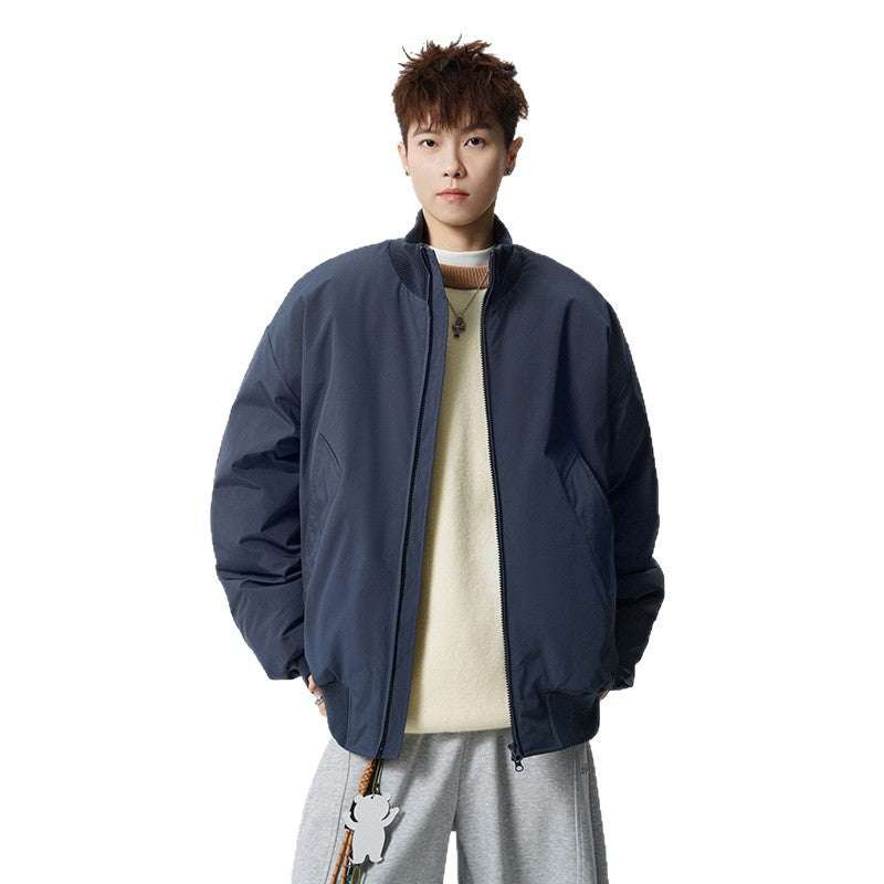 Men's Oversized Bomber Jacket with Padded Filling and Ribbed Hem Chichicherry