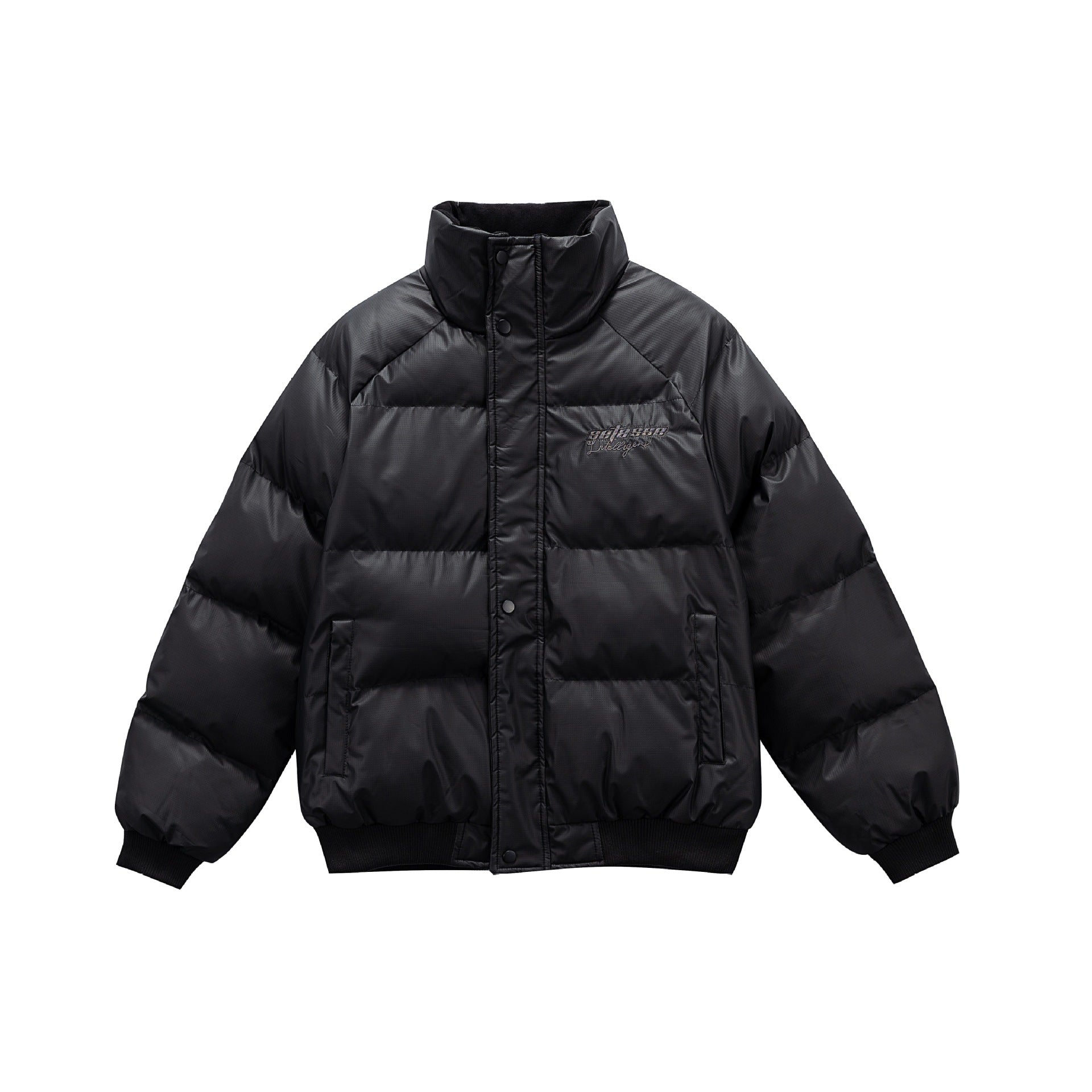Women's Oversize Quilted Jacket with High Stand-up Collar and Ribbed Cuffs Chichicherry