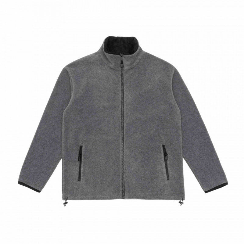 Men's fleece jacket with stand-up collar, wind-resistant microfleece and drawstring hem Chichicherry