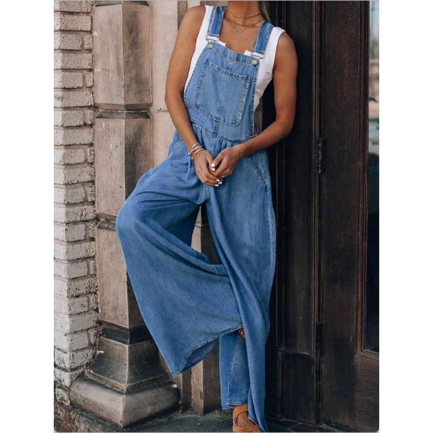 Ladies Wide Denim Overall in Palazzo Style Chichicherry