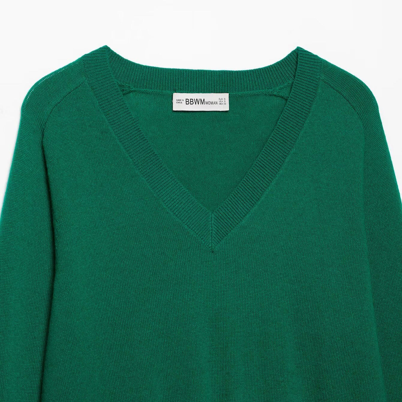 Women Light V-Neck Fine Knit Sweater with Ribbed Hem Chichicherry