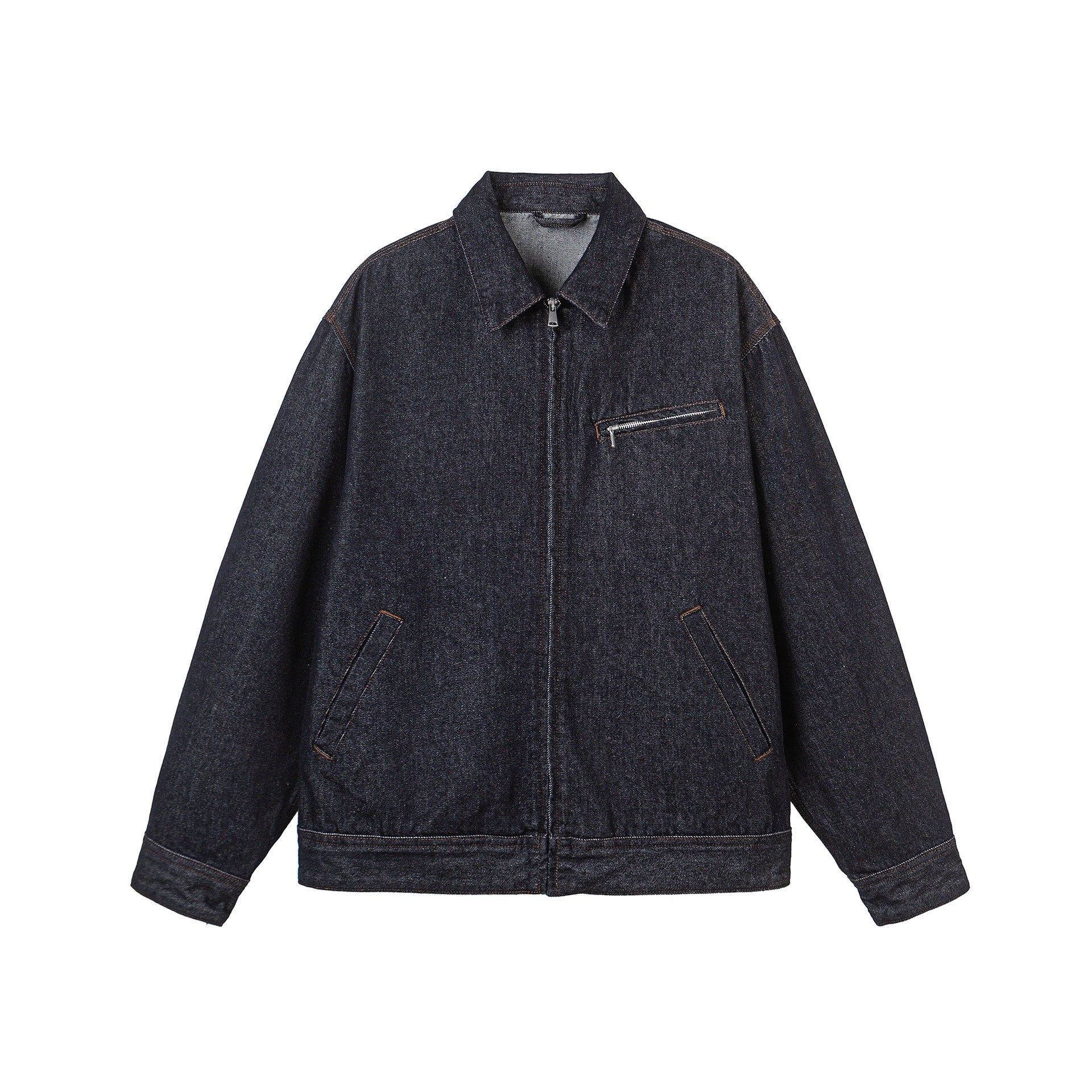 Men's Oversized Denim Jacket with Full Zipper Chichicherry
