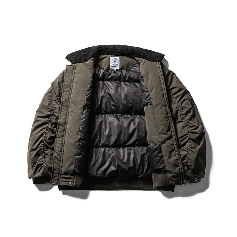 Men's short parka bomber with sherpa collar, padded utility jacket Chichicherry