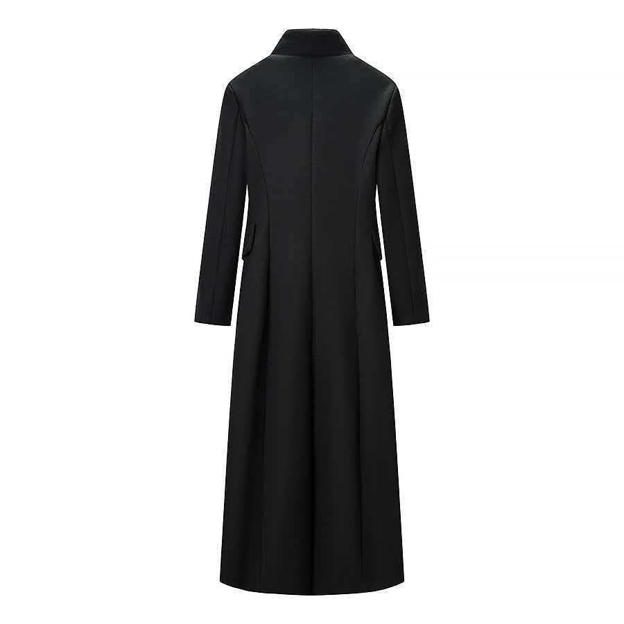 Women Tailored Longline Coat with Emphasized Shoulder Area and One-Button Closure Chichicherry