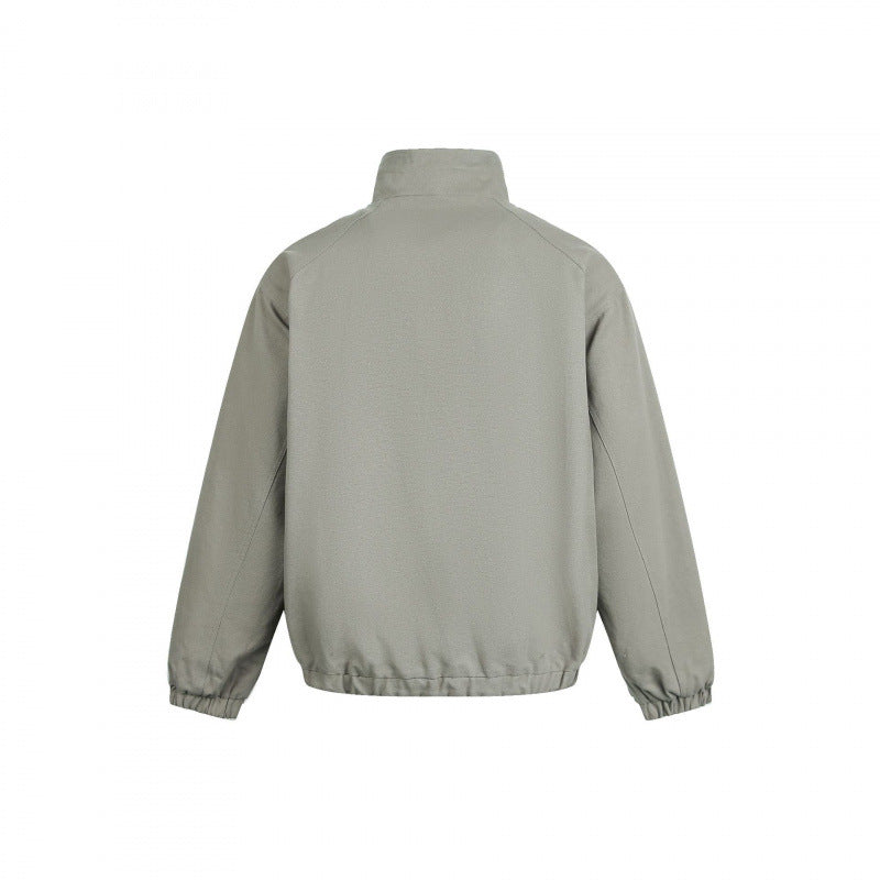 Women's lightweight bomber jacket made of cotton blend with stand-up collar, pearl cord, and mystical print Chichicherry