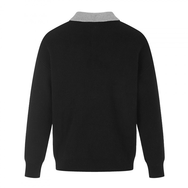Men's fine knit polo with Henley placket and contrasting polo collar Chichicherry