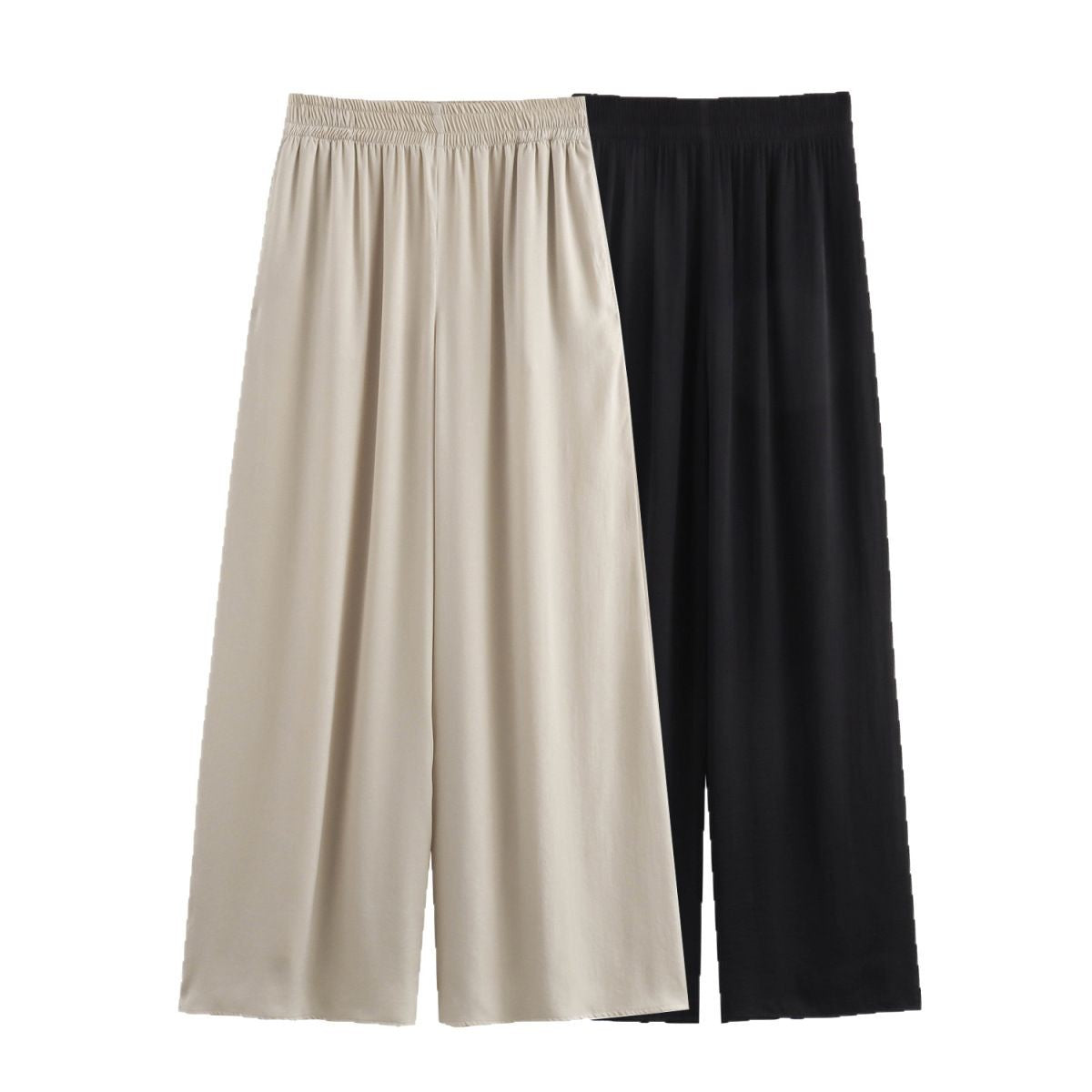 Ladies Soft Jersey Palazzo Pants with Elastic Waistband and Wide Leg Chichicherry
