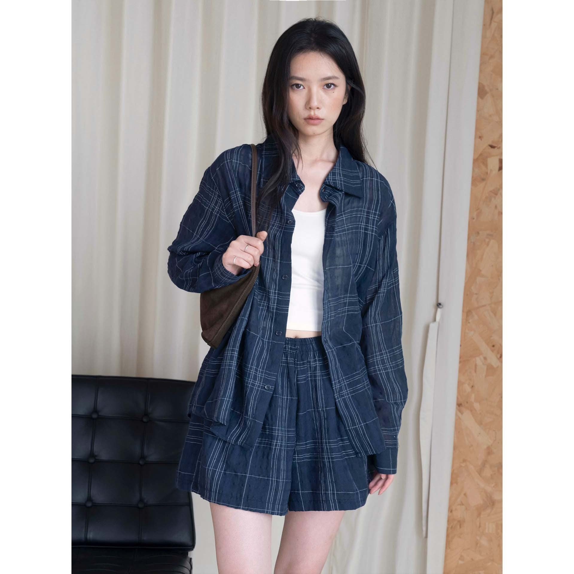 Women Oversized Structured Shirt with Matching Shorts Set Chichicherry