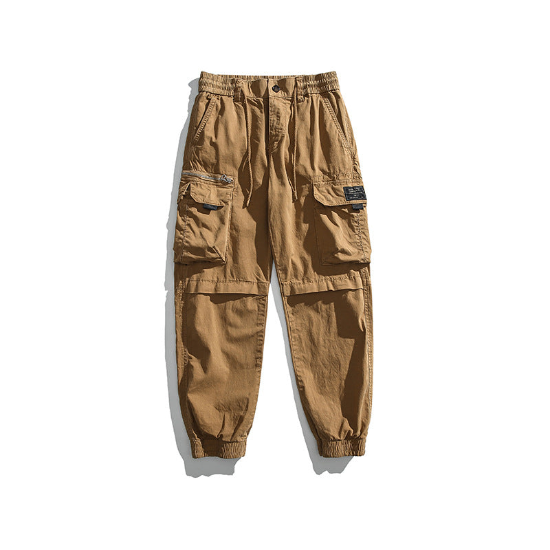 Men's cargo jogger pants with elastic waistband and multifunctional flap pockets Chichicherry