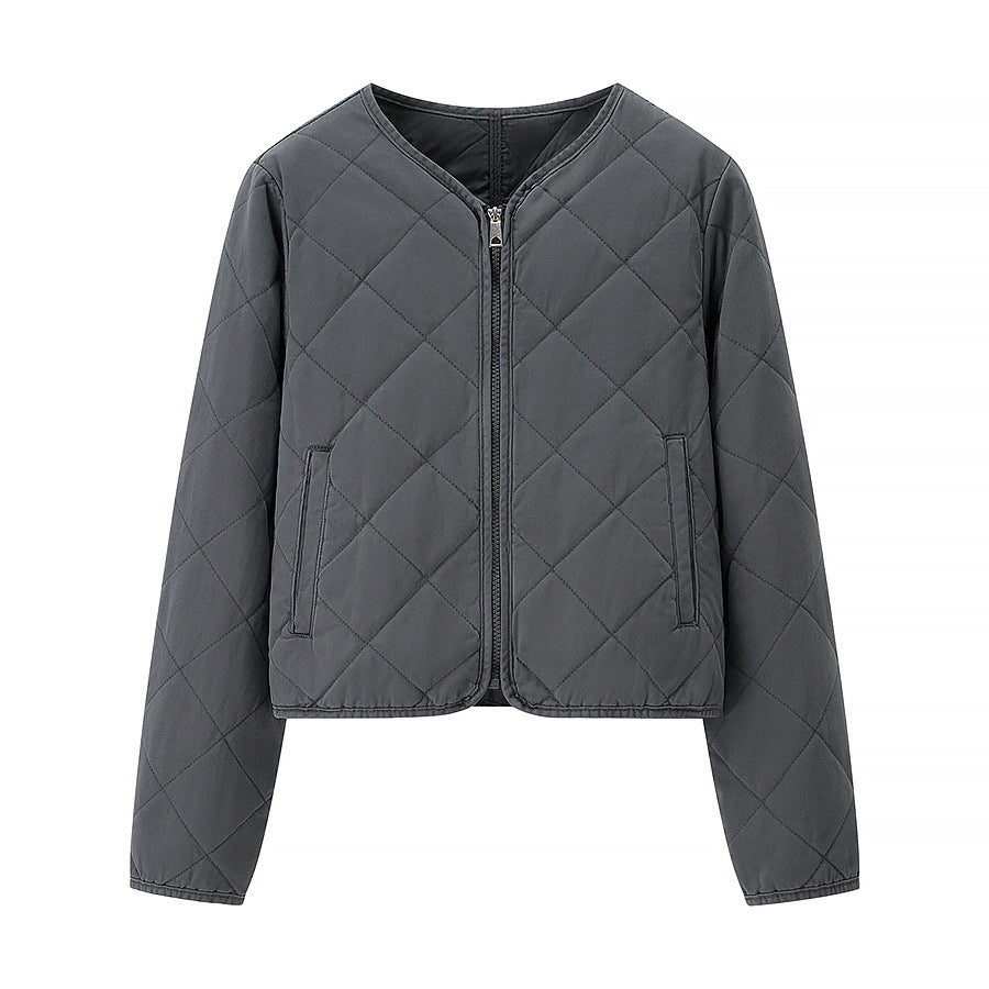 Women’s short quilted jacket with diamond quilting, full zip and integrated pockets Chichicherry