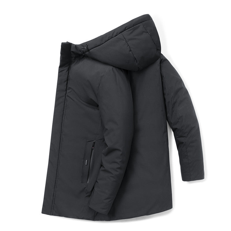 Men's modern urban long parka with concealed zip placket and ergonomic hood Chichicherry