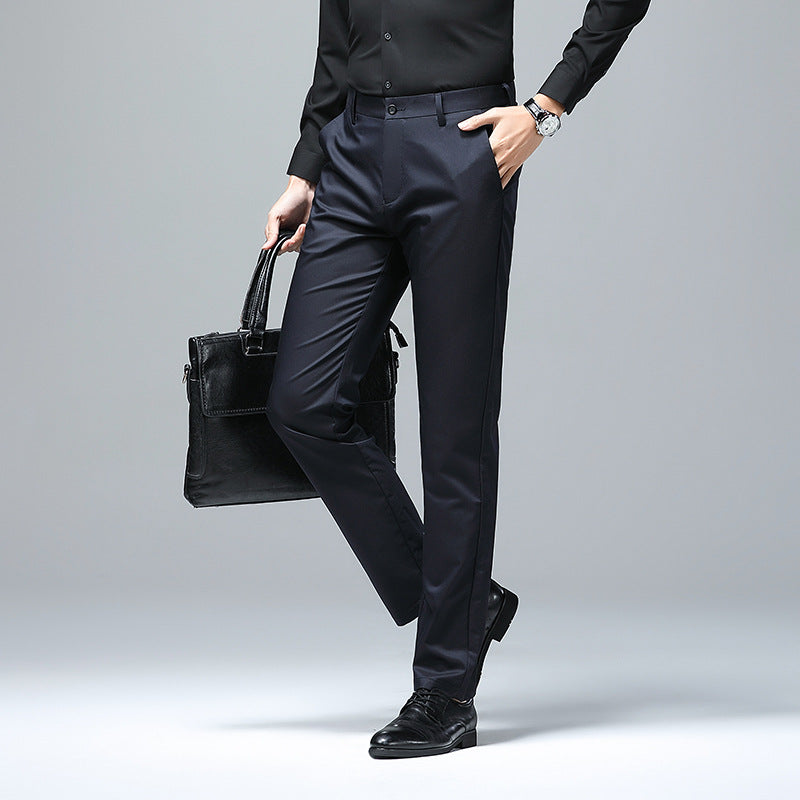 Men's Elegant Slim-Fit Chino Pants with Crease and Stretch Comfort Chichicherry