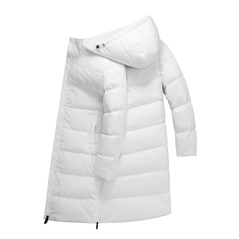 Women's longer minimalist quilted coat with contoured hood and ultra-light thermal filling Chichicherry