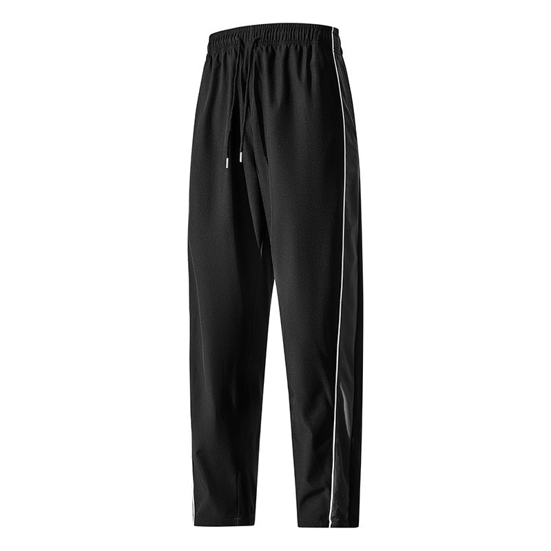Men's Lightweight Training Pants in Relaxed Fit with Elastic Tunnel Drawstring and Contrast Side Piping Chichicherry