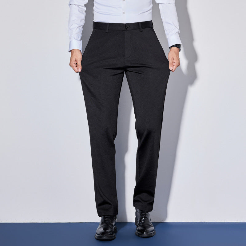 Men's Elegant Business Pants with Straight Cut and Elastic Waist Chichicherry