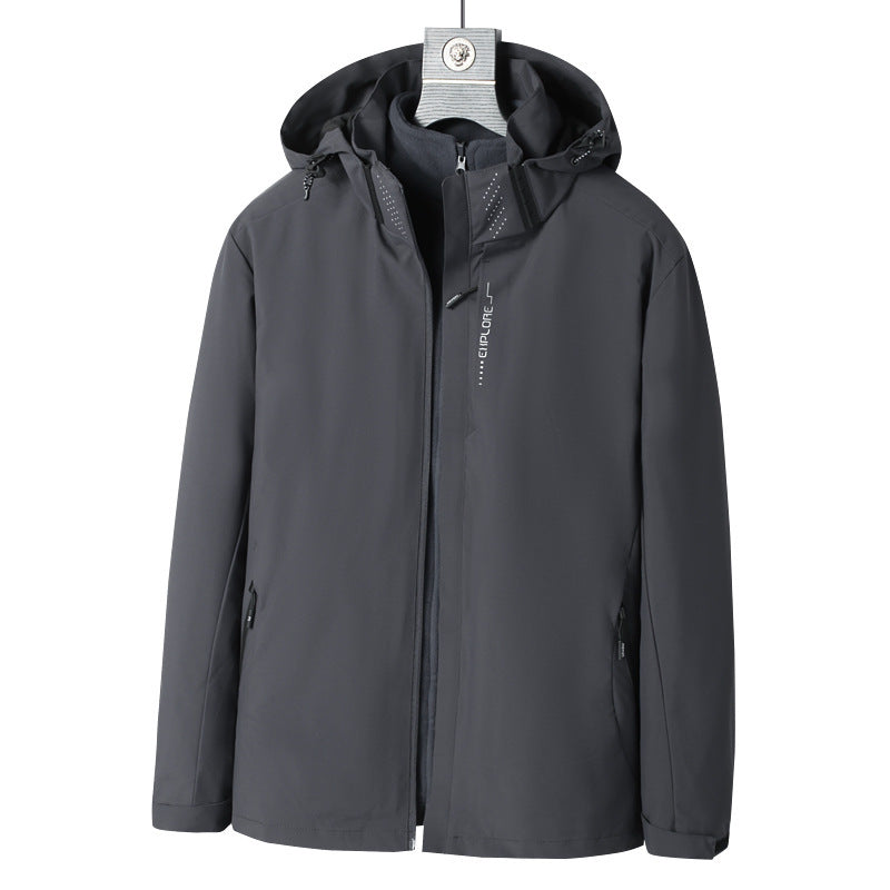 Men's softshell outdoor jacket with waterproof membrane, detachable hood and concealed zipper Chichicherry
