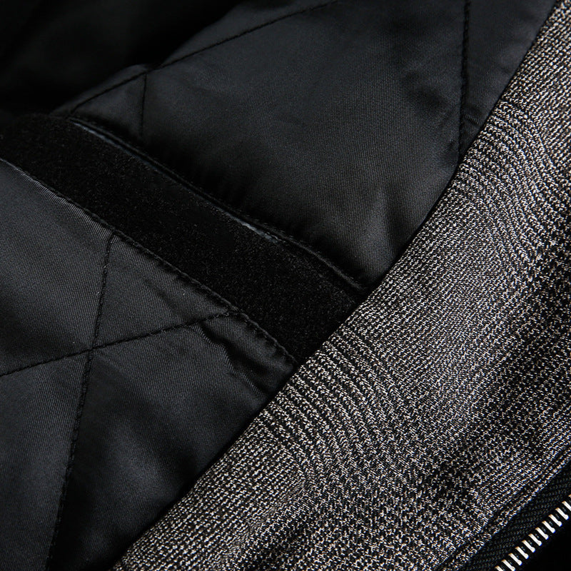 Men's Boxy Bomber Jacket with Teddy Collar, Lined Pockets and Elastic Hem Chichicherry