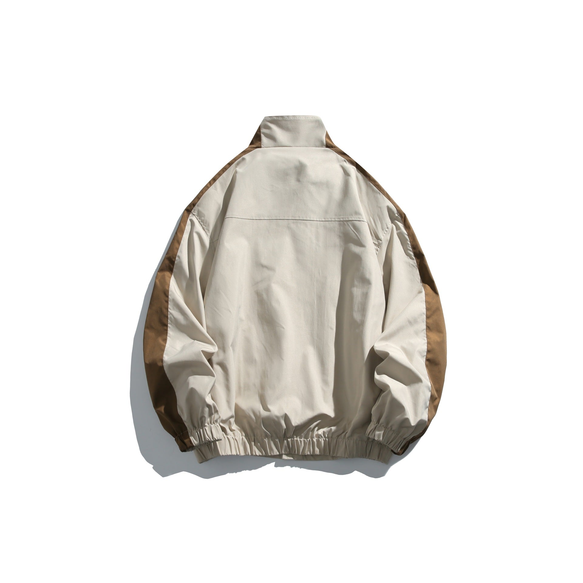 Unisex Sportive Track Jacket in Retro Windbreaker Design with Stand-Up Collar and Contrast Stripes Chichicherry