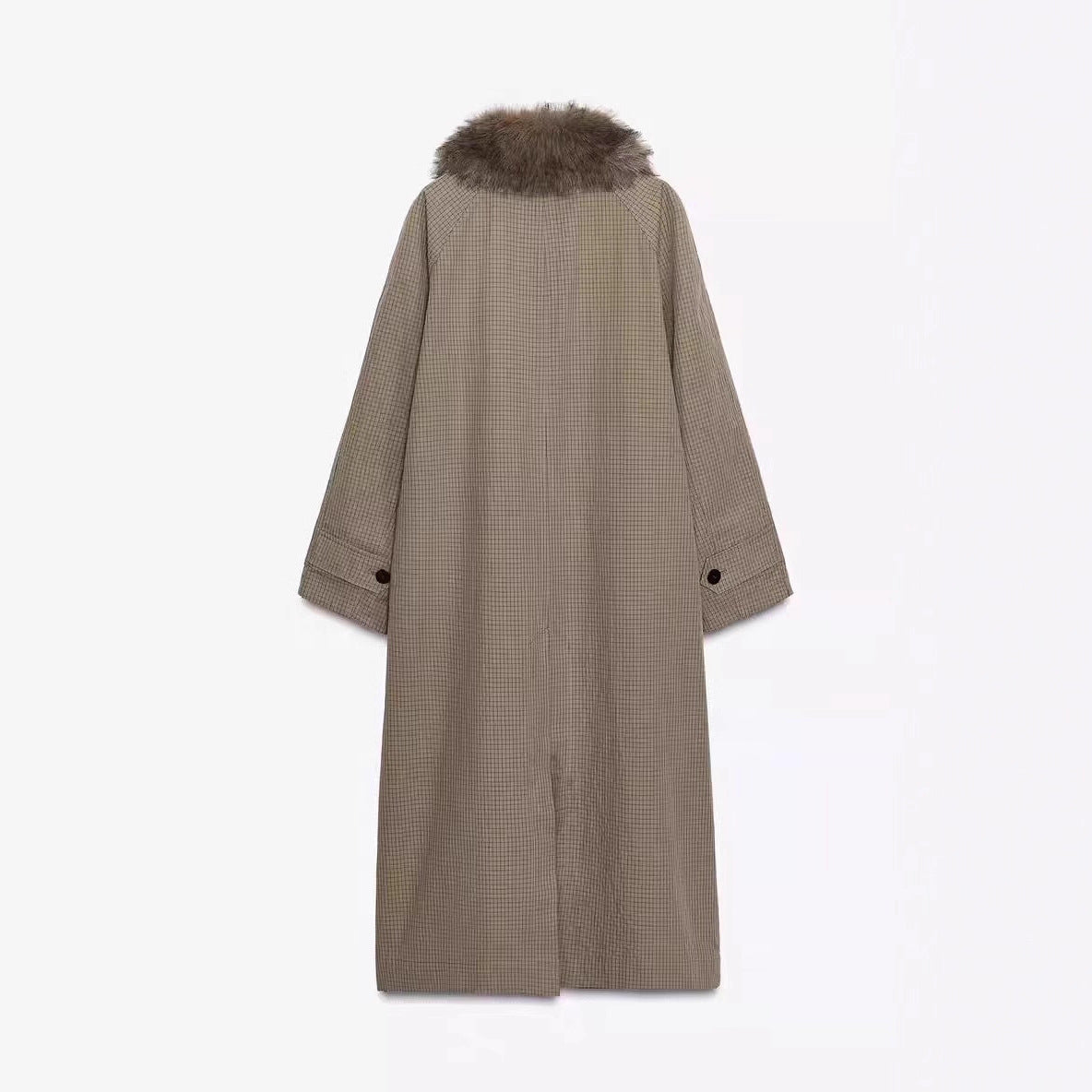 Women's longer Oversize wool coat with removable faux fur collar and side inset pockets Chichicherry