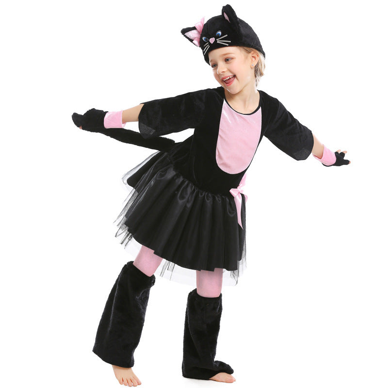 Girl Cat Costume with Tail and Soft Plush Chichicherry