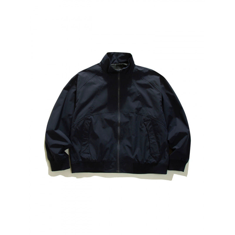 Men's Lightweight Boxy Training Jacket with Stand-Up Collar, Raglan Sleeves and Ribbed Hem Chichicherry