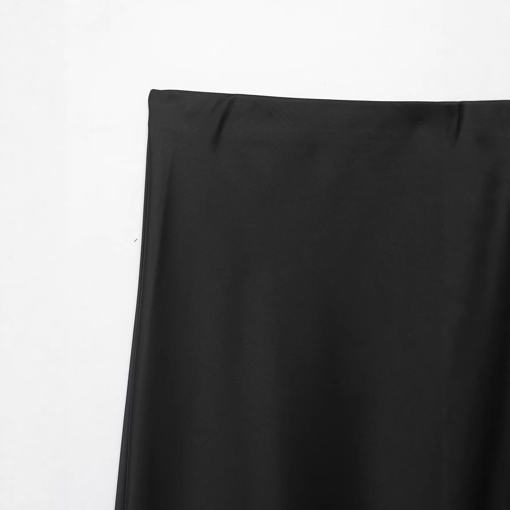 Women Satin Midi Skirt with Flared A-Line and Lace Trim Chichicherry