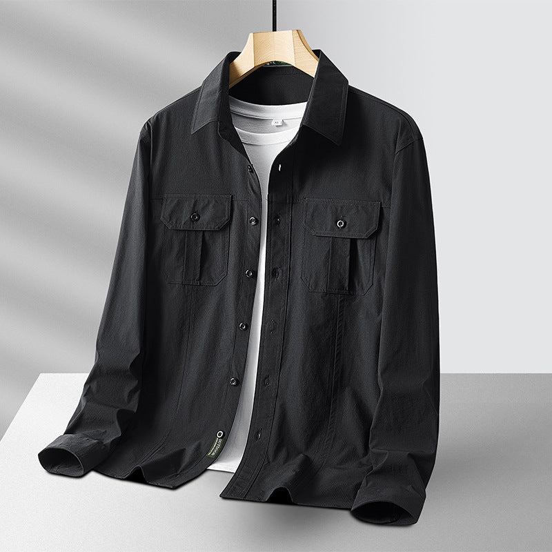Men's Outdoor Shirt with Chest Pockets, Ripstop Fabric and Regular Fit Chichicherry