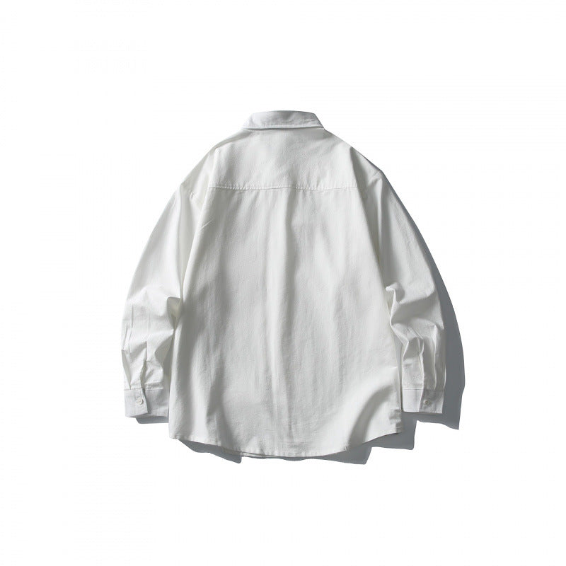 Men's Oversize Double-Breasted Cotton Shirt with Breast Pocket and Classic Shirt Collar Chichicherry