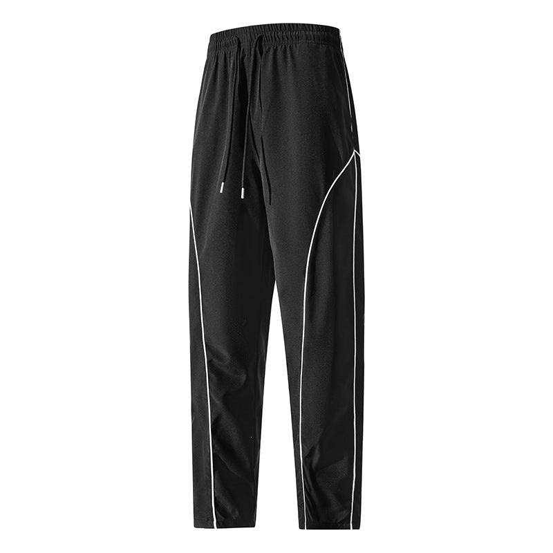 Men's sporty tapered training pants with elastic waistband, drawstring & contrast piping Chichicherry