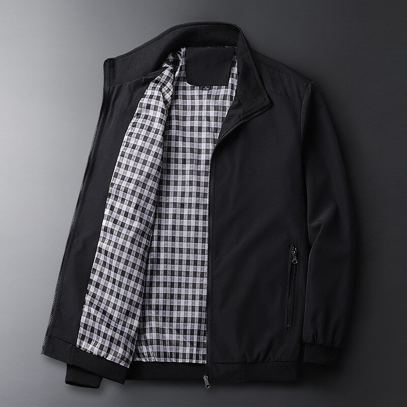 Men's Lightweight Softshell Blouson Jacket with Stand-Up Collar, Zipper Pockets and Ribbed Cuffs Chichicherry