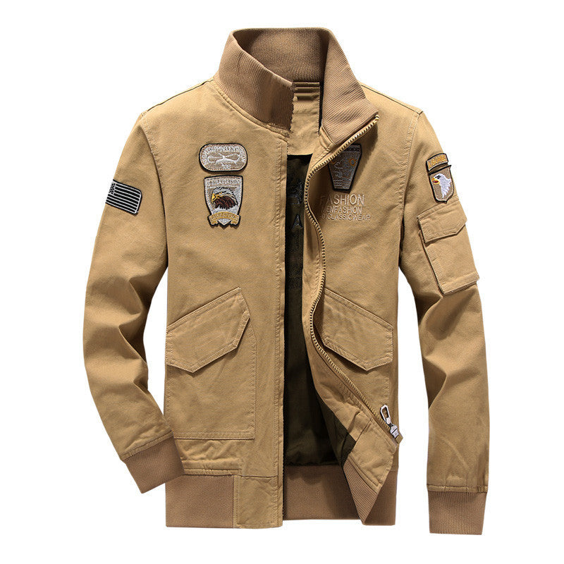 Men's utility canvas jacket with warming teddy fleece lining and concealed zipper Chichicherry
