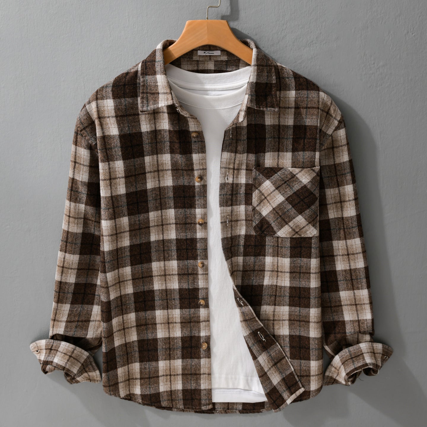 Men's Check Flannel Overshirt Chichicherry