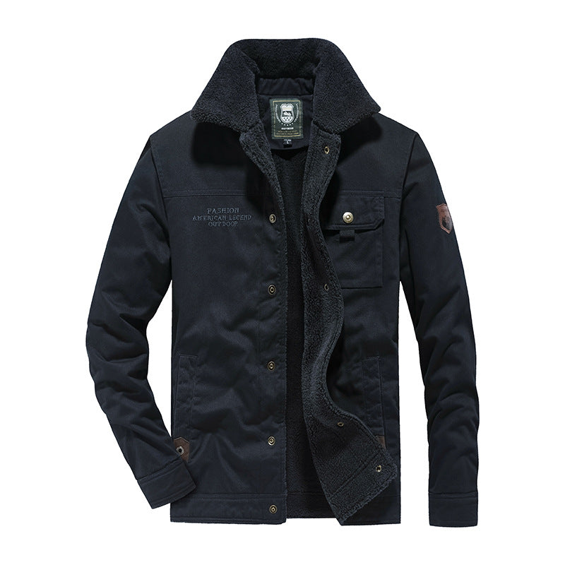 Men's Cotton Canvas Field Jacket with Teddy Lining and Utility Pockets Chichicherry