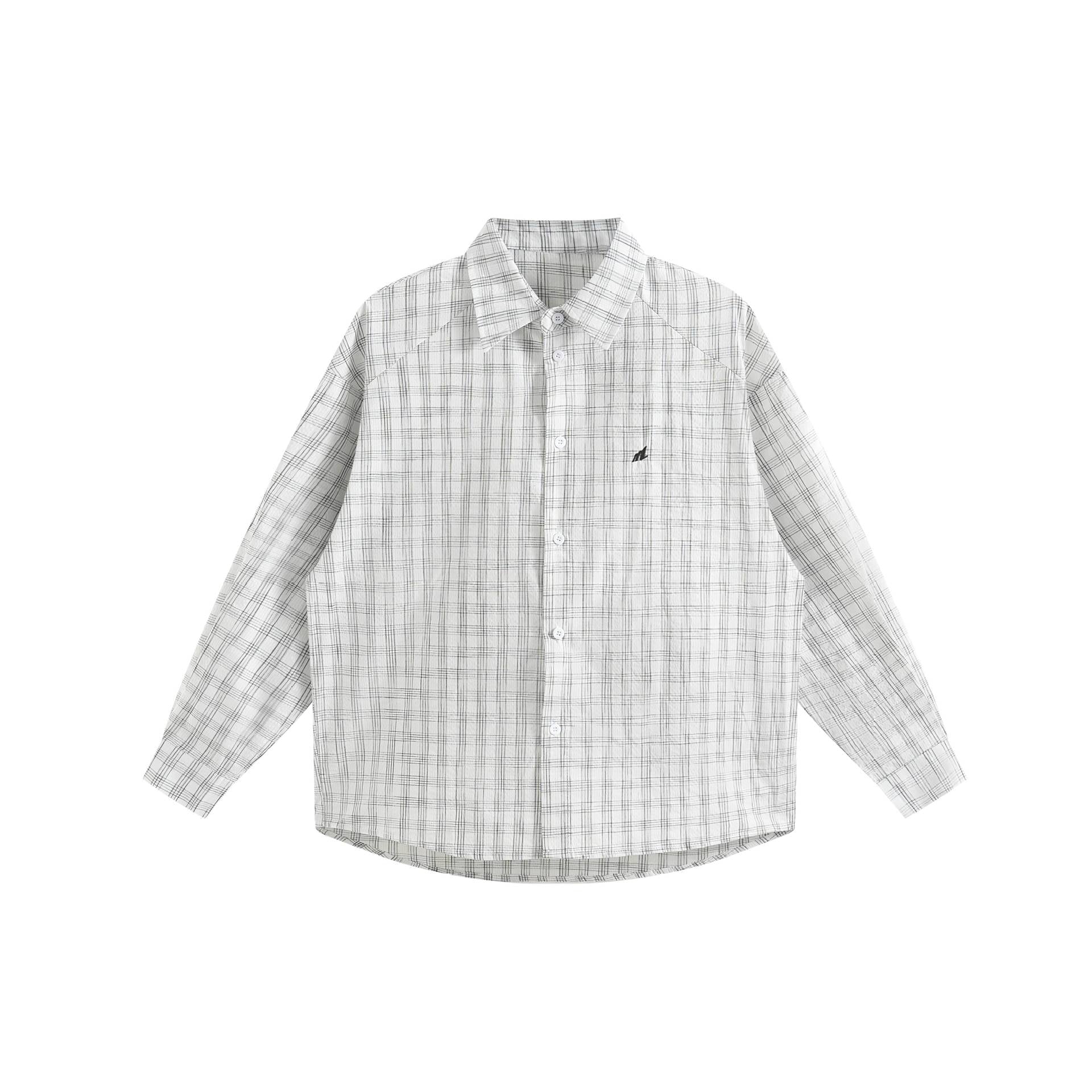 Unisex Oversize Shirt Jacket made of lightweight cotton blend with raglan sleeves and fine checked pattern Chichicherry