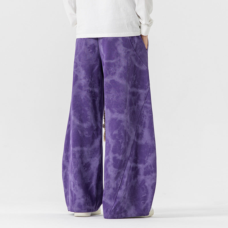 Men's Extra Wide Batik Lounge Pants in Baggy Cut with Decorative Drawstring Chichicherry