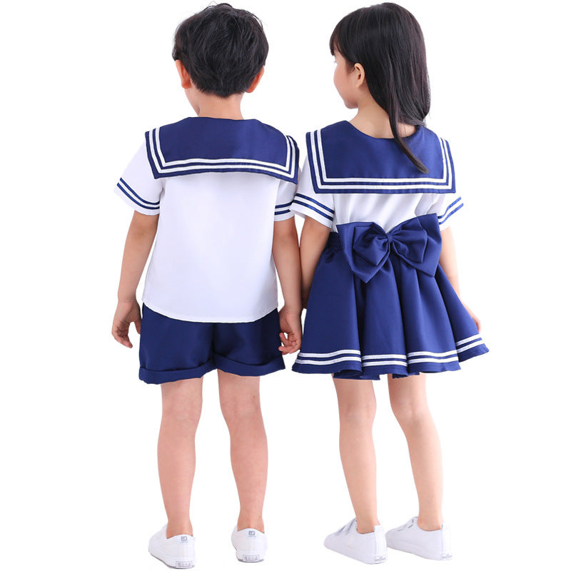 Girl Sailor Costume with Short Sleeves and Swinging Skirt Chichicherry