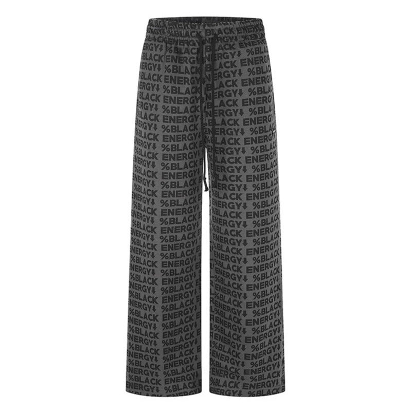 Women's Wide Palazzo Lounge Pants with Drawstring, Allover Logo Print and Elastic Comfort Waistband Chichicherry