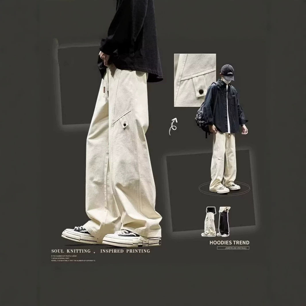 Men's Loose-Fitting Utility Pants with Side Pockets Chichicherry