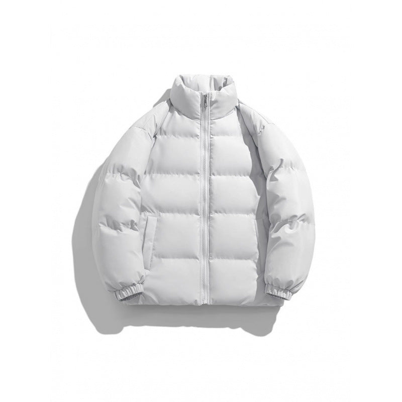 Unisex Lightweight Padded Down Look Puffer Jacket with Stand Collar and Two-Way Zipper Chichicherry