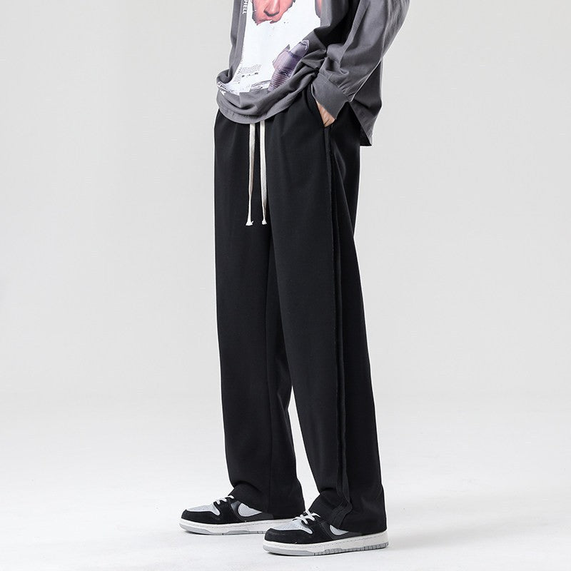 Men's wide jogging pants in oversized fit with side stripes, drawstring & fleece lining Chichicherry