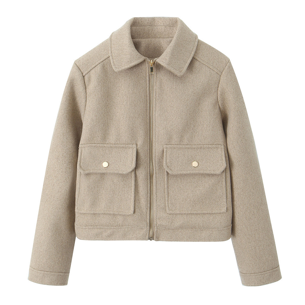Women's short jacket in boxy cut with zipper, patch pockets and shirt collar Chichicherry