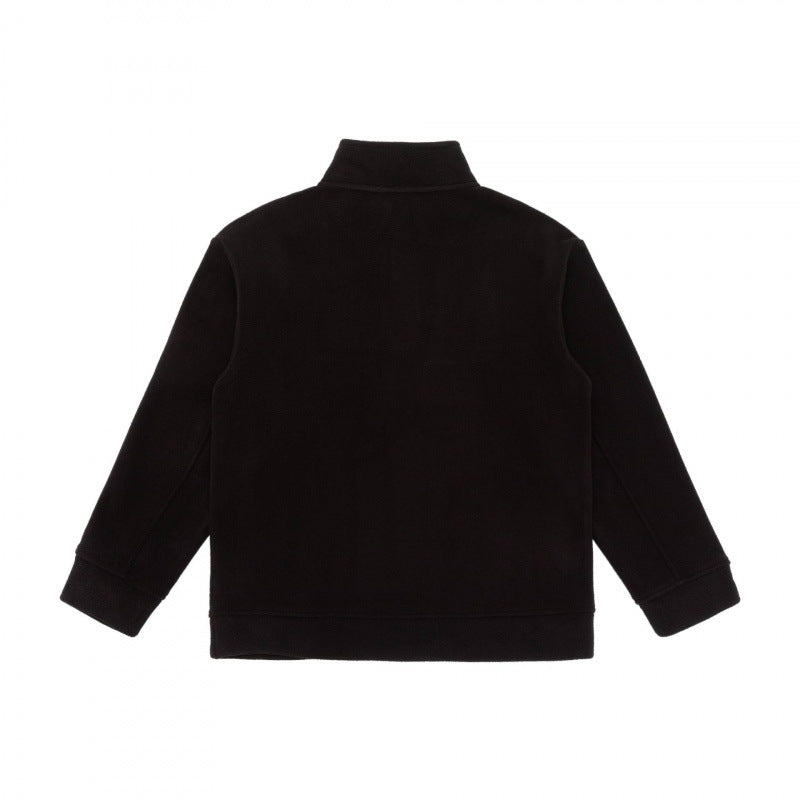 Unisex Henley fleece pullover with short button closure, stand-up collar and boxy cut Chichicherry