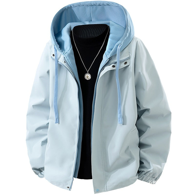 Men's lightweight wind and water-repellent hooded transitional jacket with fleece-lined hood and elastic hem Chichicherry